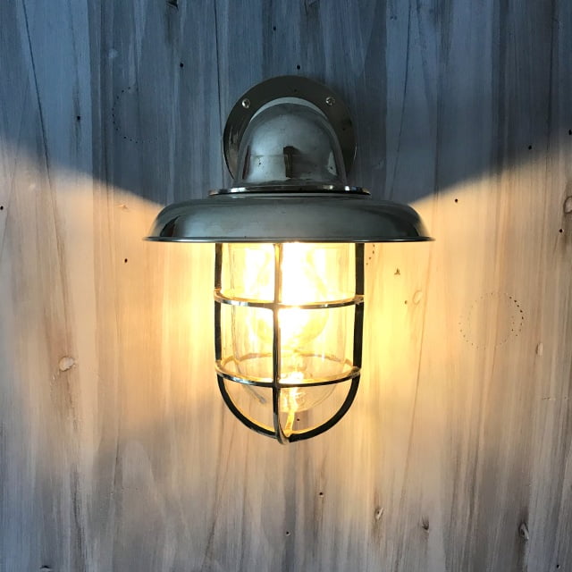 Vintage Brass Nautical Bulkhead Wall Sconce Light with Shade