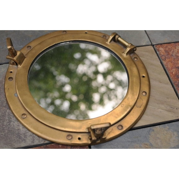 Vintage Brass Porthole/Tiny Home Mirror/Vintage Nautical Decor/Cottage Chic