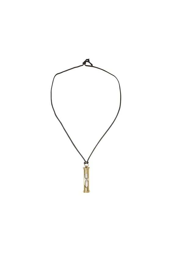 Vintage Brass Replica 10 Second Sand Timer Hourglass Pendant Necklace Nautical Maritime Jewelry Gift