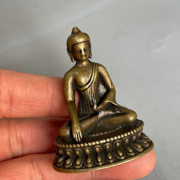 Vintage Brass Shakyamuni Buddha Statue Seated Zen Figurine Meditation Altar Decor Spiritual Sculpture for Home or Temple