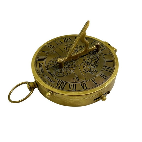 Vintage Brass Sundial Compass Engraved with Robert Frost Poem | Nautical Maritime Gift & Collectible