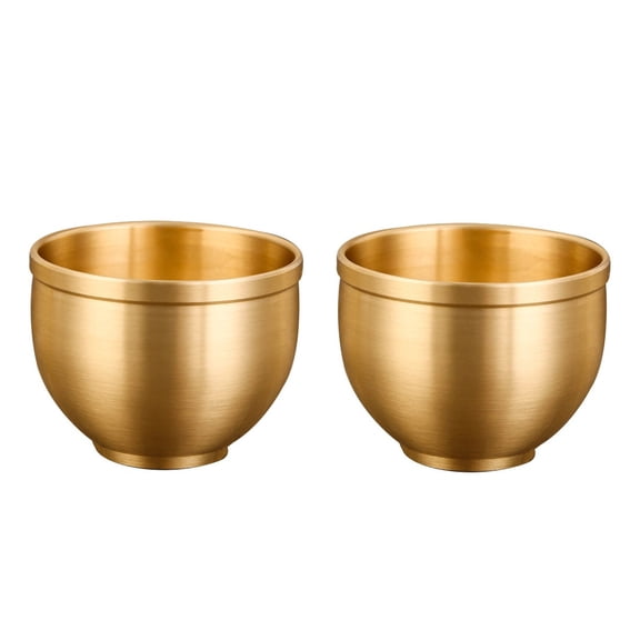 Vintage Brass Tea Cup, Antique Copper Teaware for Home Decor & Traditional Tea, 2oz Retro Cocktail & Water Cups, Sturdy Kitchen Use(RL 2 PCS)