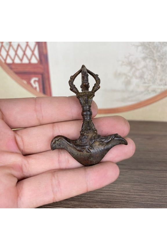 Vintage Brass Vajra Tibetan Buddhist Ritual Dorje Antique Style Decorative Spiritual Tool for Meditation or Display