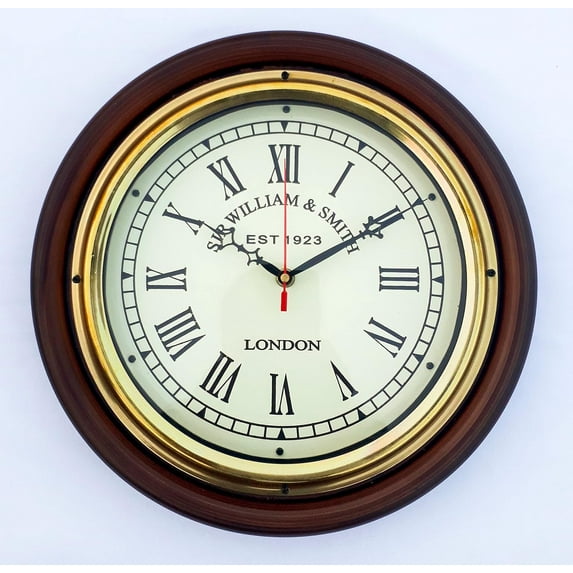Vintage Brass Wooden Wall Clock, Roman Numaric Clock, Home Deocr, Office Decor, Clock
