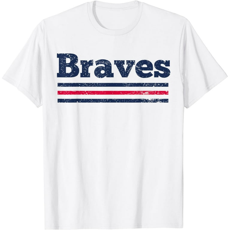Vintage Braves Retro Three Stripe Weathered TShirt Vintage Braves Retro Three Stripe Weathered TShirt