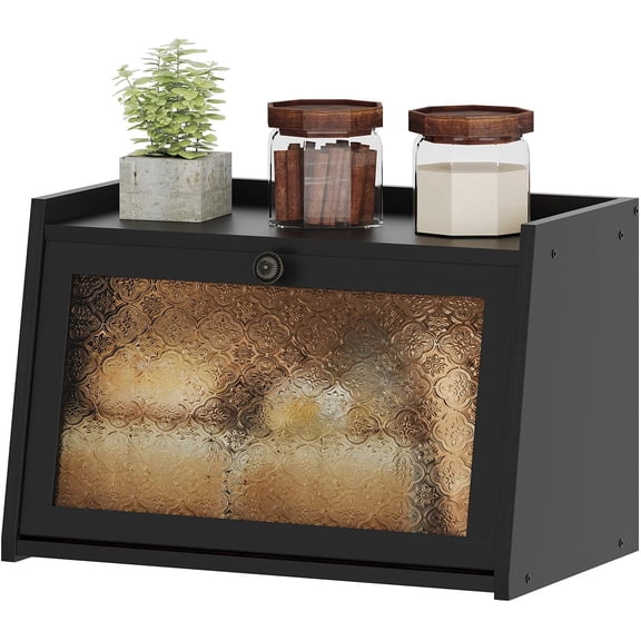 Vintage Bread Box for Kitchen Countertop Decoration,Bread Storage (Black)