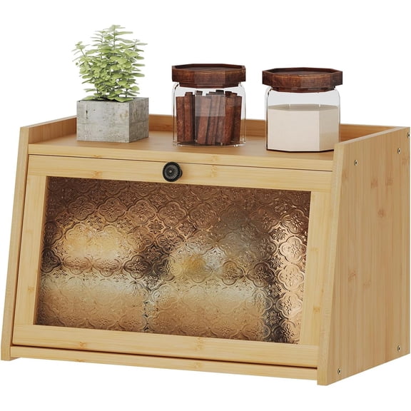 Vintage Bread Box for Kitchen Countertop Decoration,Bread Storage (Natural)