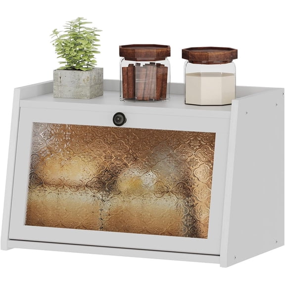 Vintage Bread Box for Kitchen Countertop Decoration,Bread Storage (White)