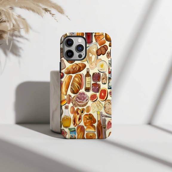 Vintage Bread Collage Sourdough Tough Phone Case, Dual-Layer Protective Cover for iPhone
