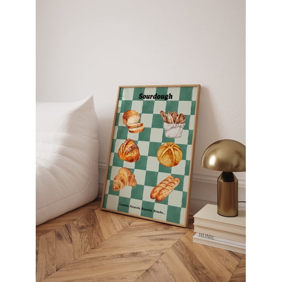 Vintage Bread Poster Wall Art, Rustic Bakery Cozy Kitchen Decor UNFRAMED Poster, Wall Art for Decor, Present, 16x24
