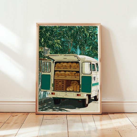Vintage Bread Truck Artisan Bakery Poster Unframed Paper Print