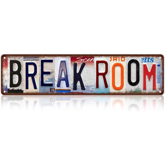 Vintage Break Room Metal Tin Signs Street Signs Wall Decor 16 x 4 Inches