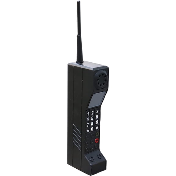 Vintage Brick Mobile Phone Ornament, 90s Retro Old Cell Phone Prop, 12.6Inch Old Fashioned Cellular Phone Model for Home Party Decoration Simulation Photographic Props (Black)
