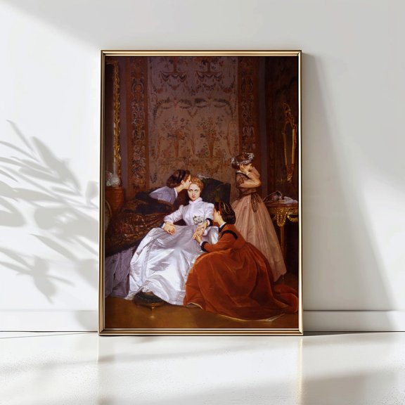 Vintage Bridal Portrait Wall Art Print With Victorian Female Rage Decor