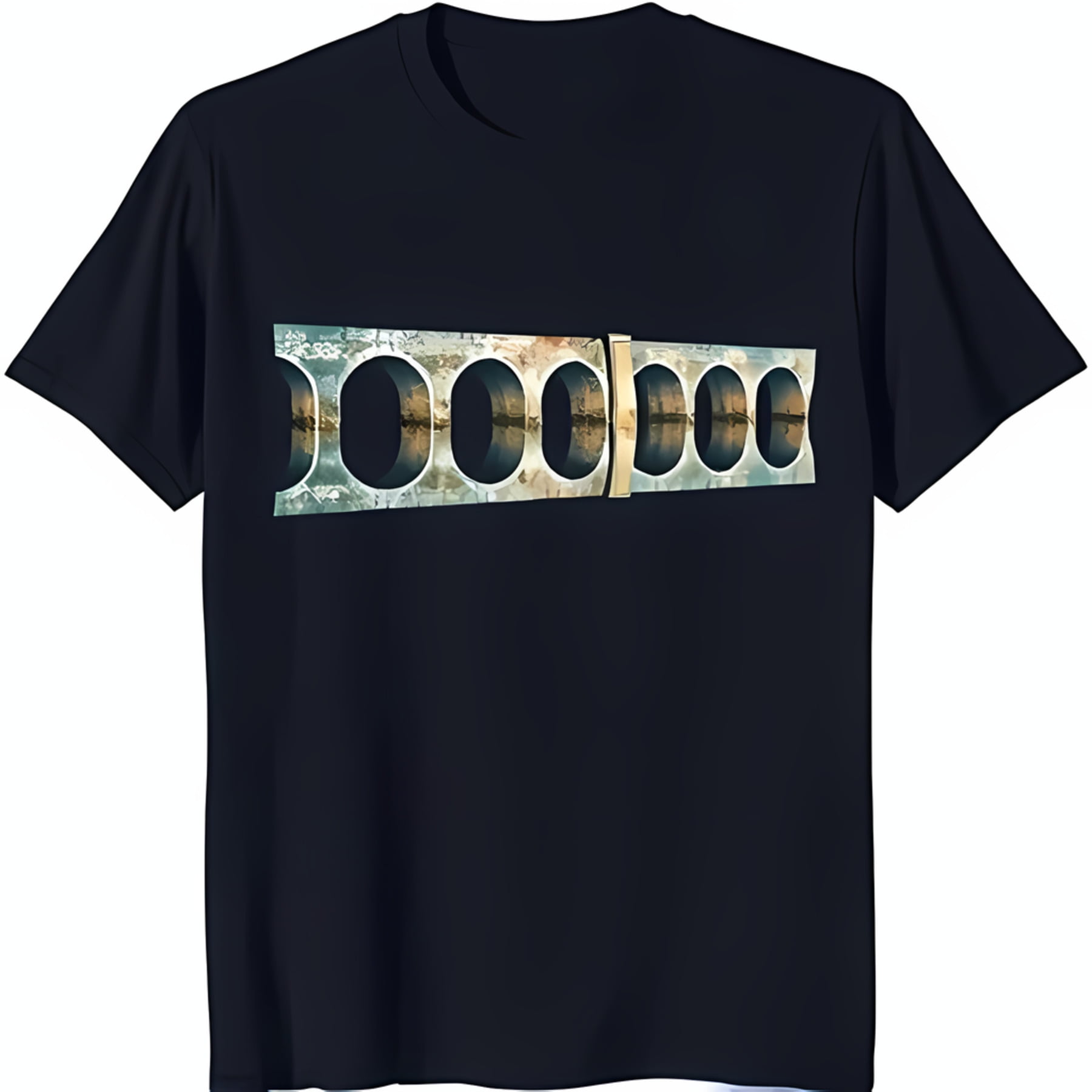 Vintage Bridge Reflection Graphic TShirt Blue Worn Arches Design