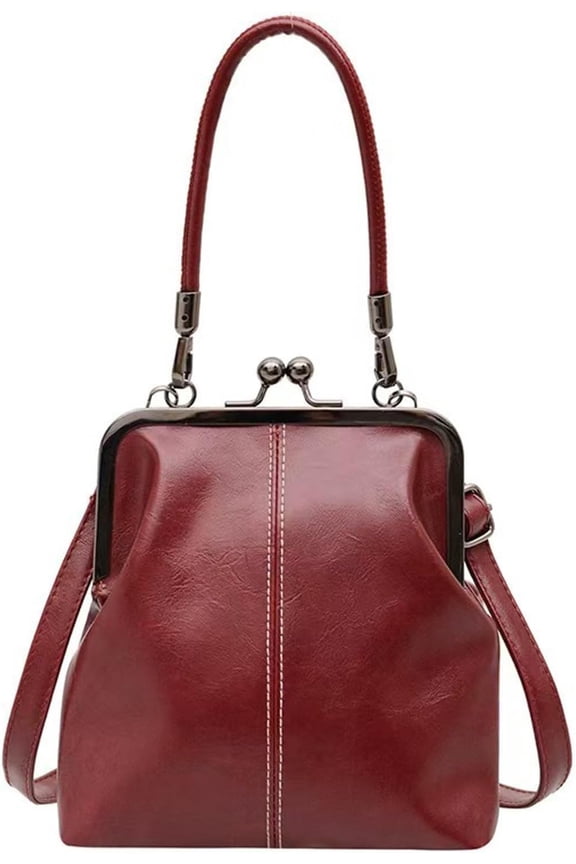 Vintage British Style Handbag Retro Style Crossbody Bag Women PU Leather Satchel Purs Mini Kiss Lock