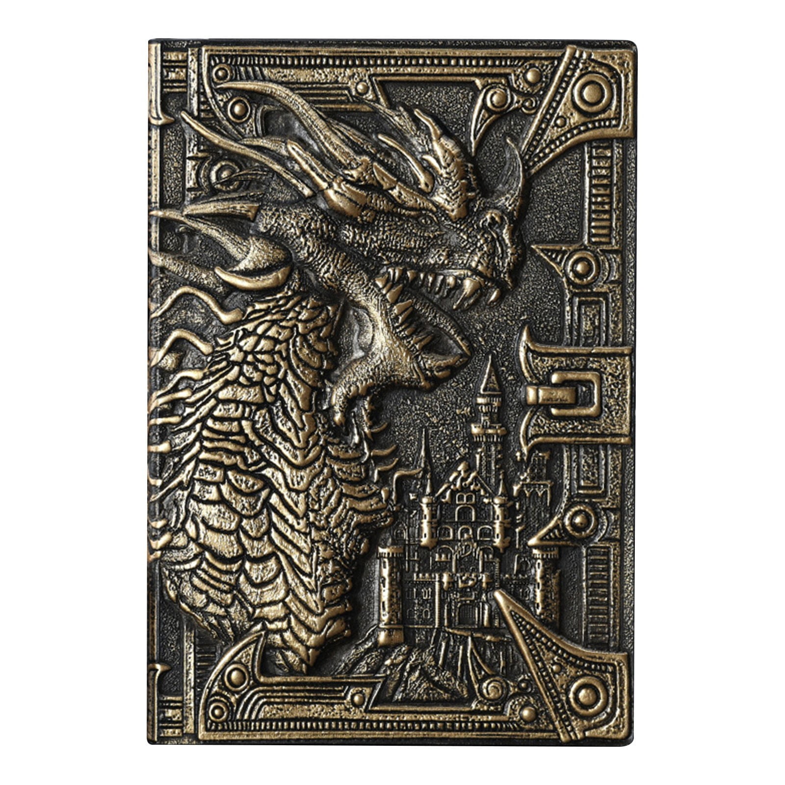 Vintage Bronze 3D Embossed Dragon Notebook, Fantasy Themed Journal for Notes Sketching and Gifting, Hard Cover Lined Page Travel Journal for Home Office Car Use, Single Pack