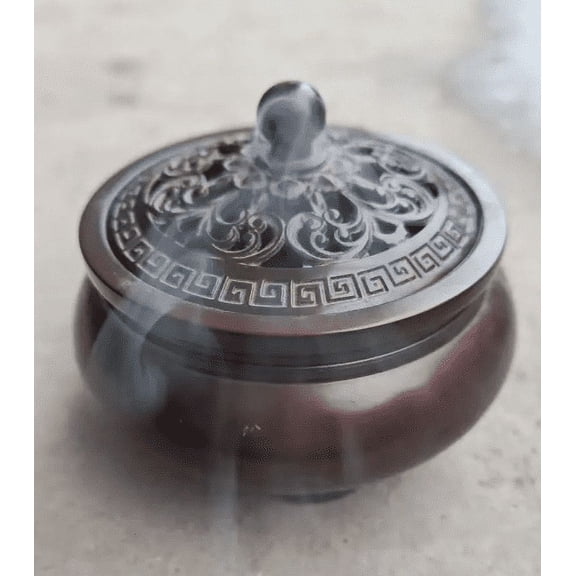 Vintage Bronze Buddha Censer Incense Burner Unique Ritual Incense holder, Rustic Tibet culture Brass catcher censer Incensory Decorative