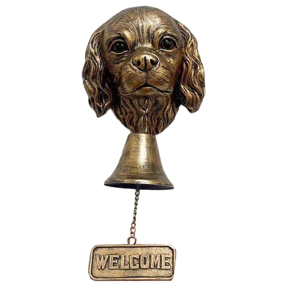 Vintage Bronze Dog Head Shape Resins Welcome Doorbell Outdoor Wall Decoration For Dog Lover Home Entrance Decors