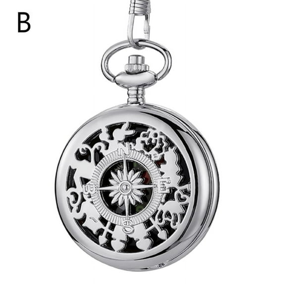 Vintage Bronze Flip Compass Pocket Watch Design Outdoor Hiking Navigation Kid Gift Retro Metal Portable Compass Survival Tools (B)
