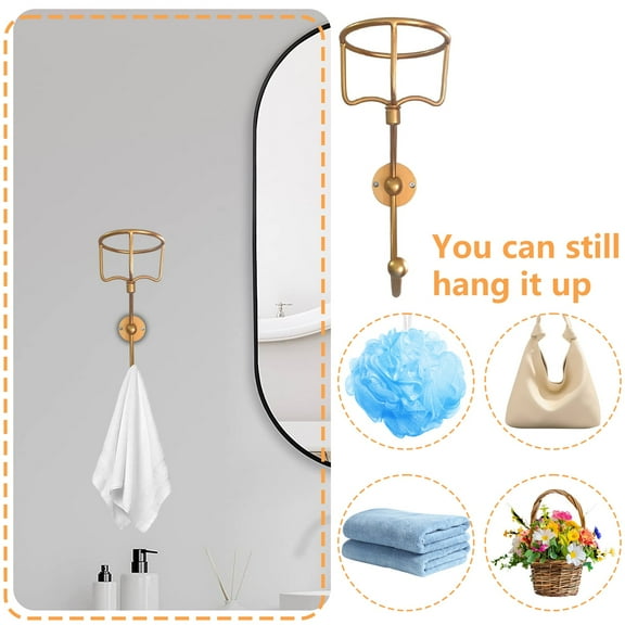 Vintage Bronze Hand Towel Rack with Wall Mount Hook, Heavy Duty Metal Holder for Bathroom Decor and Accessories, Elegant Classic Retro Style Hanger Design