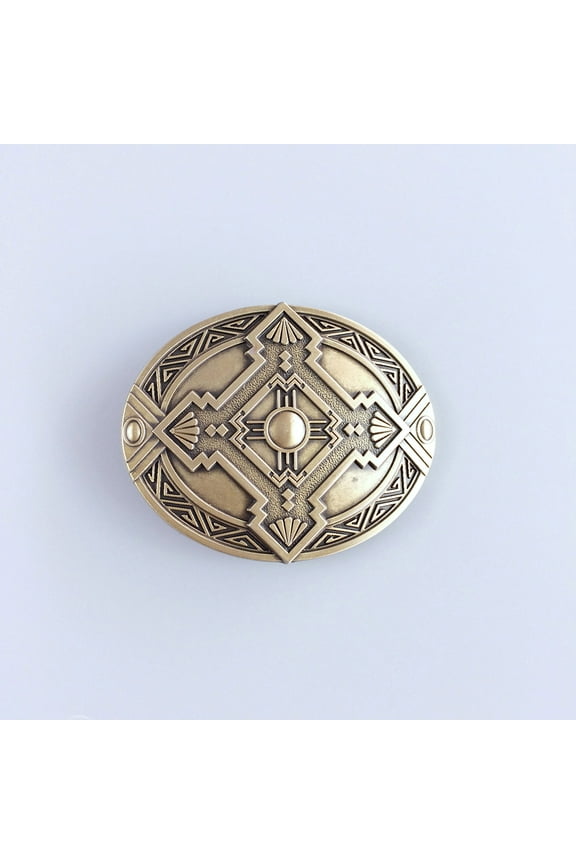 Vintage Bronze Plated Cross Celtic Knot Oval Southwest Belt Buckle