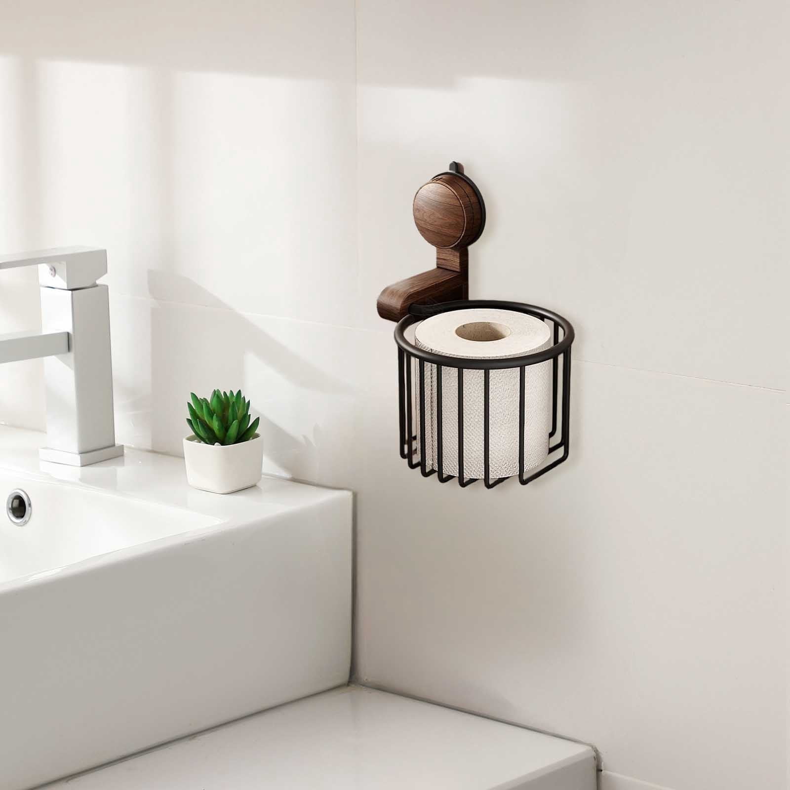 Vintage Bronze Wall Mounted Toilet Paper Holder – Antique Brass Bathroom Accessories Tissue Dispenser with Stable Metal Stand, Wire Basket Storage Rack