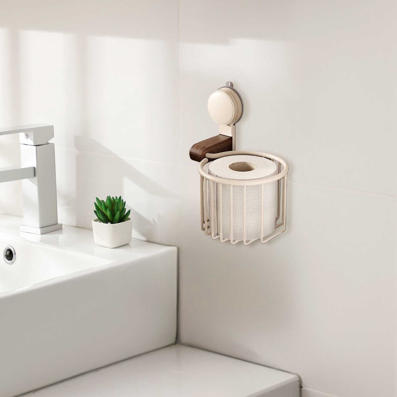 Vintage Bronze Wall Mounted Toilet Paper Holder – Antique Brass Bathroom Accessories Tissue Dispenser with Stable Metal Stand, Wire Basket Storage Rack