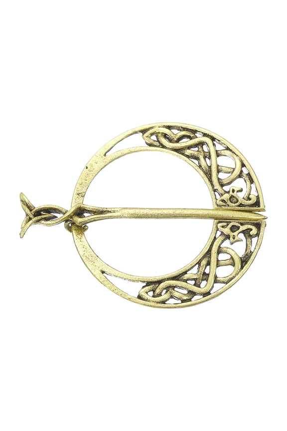 Vintage Brooch Cloak Pin, 1 Pack Penannular Brooch Cloak Clasp Scarf Pin Shawl Pin Cardigan Brooch(Bronze)