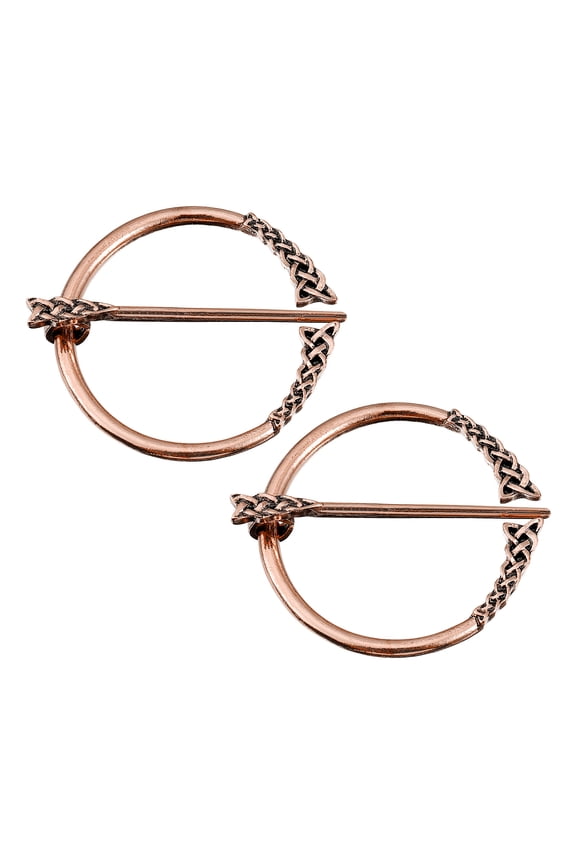 Vintage Brooch Cloak Pins, 2 Pack Penannular Brooch Cloak Clasp Scarf Pin Shawl Pins Cardigan Buckle(Copper)