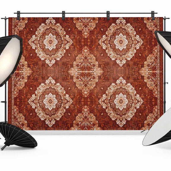 Vintage Brown Backdrop for Photography,Fabric Photo Background Backdrop,Boho Ethnic Geometric Abstract Art Southwestern Photo Booth Background for Portrait Photoshoot Video Wedding Banner 7x5ft