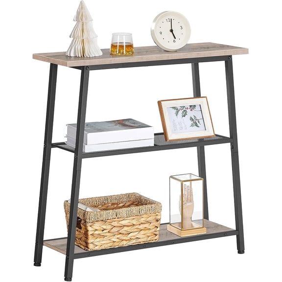 Vintage Brown-Black Narrow Entryway Table, 3-Tier Open Storage Console Table, Multifunctional Sofa Side Table Hallway Accent Table, Suitable for Entryway Foyer Corridor Living Room Home Furniture