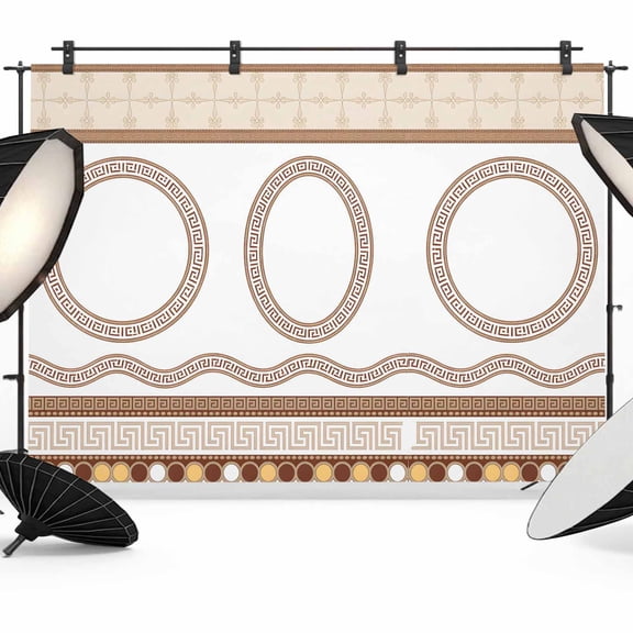 Vintage Brown Bohemian Photography Backdrop 7x5FT, Circle Geometric Abstract Boho Photo Backdrops, Background for Photography Studio Photo Studio Background, Back Drop for Photoshoot