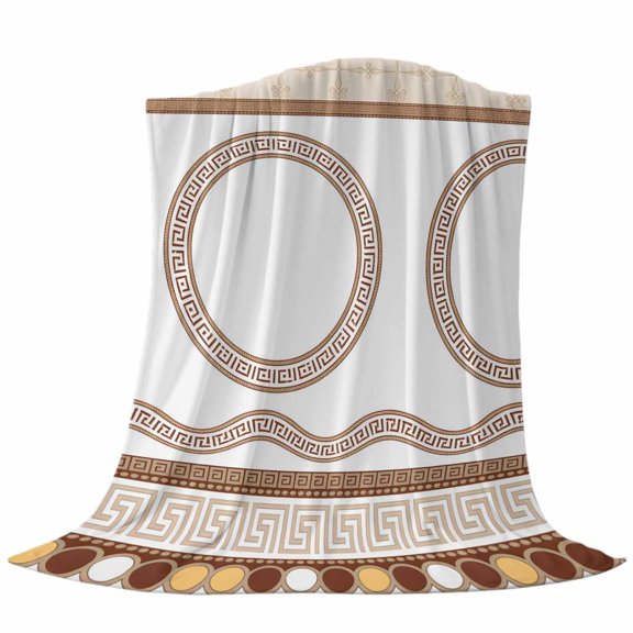 Vintage Brown Bohemian Throw Flannel Blanket Circle Geometric Abstract Boho Super Soft Cozy Bed Blanket, Lightweight Plush Fuzzy Bed Throw for Bedroom Sofa Couch Living Room 30x40In,