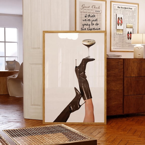 Vintage Brown Boots Print Espresso Martini Wall Art Femme Fatale Poster Luxury Fashion Photography Girly Apartment Decor Wall Art, Modern Wall Decor, 8x12 UNFRAMED