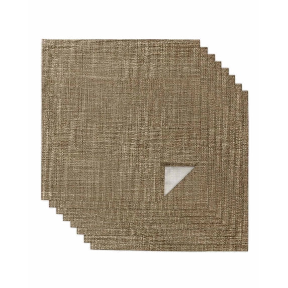 Vintage Brown Cloth Napkins Set of 8 Reusable Dinner Napkins, Farmhouse Retro Dark Solid Color Linen Texture Cocktail Napkin Washable Table Napkins for Wedding/Holiday Party/Baby Shower 20"x20"