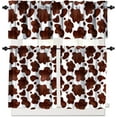 thumbnail image 1 of Vintage Brown Cow Print Kitchen Curtain Tiers and Valance Curtain Sets,Youth Kids Bedroom Living Room Decorative Window Valance 3 Sets, 1 of 5