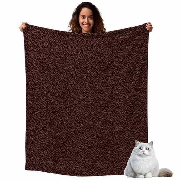 Vintage Brown Cowboy Texture Art Throw Blanket Flannel Fleece Throws, Leather Abstract Style Lightweight Super Soft Warm Blankets for Couch Sofa Bed All Season Use, 40x50 in