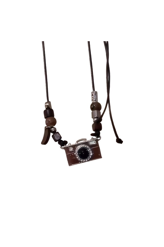 Vintage Brown Film Camera Pendant Necklace Adjustable Chain For Photography Lovers Fashion Jewelry Gift