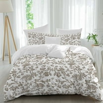 Vintage Brown Floral Duvet Cover Set California King Size Farmhouse Flower Pastoral Style Soft Lightweight Comforter Covers 4 Piece Bedding Set with 1 Duvet Cover 1 Bed Sheet & 2 Pillow Shams