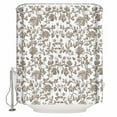 thumbnail image 1 of Vintage Brown Floral Shower Curtain, 72" x 72", Farmhouse Flower Pastoral Style Waterproof Bathroom Curtain Washable Shower Curtain Set with 12 Hooks, 1 of 6