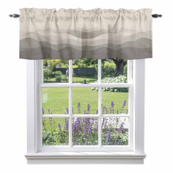 Vintage Brown Gray Water Ripple Valances for Windows,Kitchen Valance Rod Pocket Short Curtain, Abstract Minimalist Art Valance Curtain Window Valances for Bedroom Bathroom Living Room 42x12in