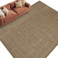thumbnail image 1 of Vintage Brown Large Area Rugs for Bedroom Living Room, Soft Non Slip Carpet Bedside Rug, Farmhouse Retro Dark Solid Color Linen Texture Rectangular Floor Cover Kitchen Accent Rug 5'x8' for Office, 1 of 9