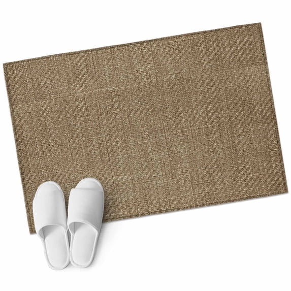 Vintage Brown Large Area Rugs for Bedroom Living Room, Soft Non Slip Carpet Bedside Rug, Farmhouse Retro Dark Solid Color Linen Texture Rectangular Floor Cover Kitchen Accent Rug 2'x3' for Office