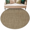 thumbnail image 1 of Vintage Brown Large Area Rugs for Bedroom Living Room, Soft Non Slip Carpet Bedside Rug, Farmhouse Retro Dark Solid Color Linen Texture Round Floor Cover Kitchen Accent Rug 8' for Dining Room/Office, 1 of 9