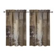 thumbnail image 1 of Vintage Brown Matte Color Blocks Tier Kitchen Curtains for Bathroom Living Rod Pocket Window Drapes 28"x39" 2 Panels Window Treatment Tiers, 1 of 4