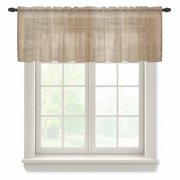 Vintage Brown Sheer Curtains Valances for Windows Modern Abstract Retro Art Chiffon Kitchen Valances for Cafe, Rod Pocket Voile Window Treatments Curtains for Living Room Bedroom, 42"x12"