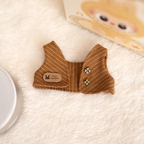 Vintage Brown Striped Clover Mini Doll Vest Jacket 5.5cm Shoulder to Hem 9cm Width Halloween Christmas Gift