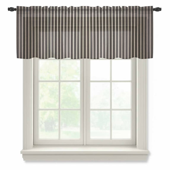 Vintage Brown, Valance Curtains for Kitchen/Living Room/Bathroom/Bedroom Window, Rod Pocket Small Topper Half Short Window Curtains Voile Sheer Scarf, Ombre Abstract Minimalist Geometric 42"x18"