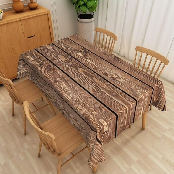 Vintage Brown Wooden Tablecloth, 60x84 Inch Natural Wood Grain Rectangle Fabric Table Cloth,Waterproof Table Cover for Farmhouse Dining Western Barn Themed Birthday Wedding Party Decor